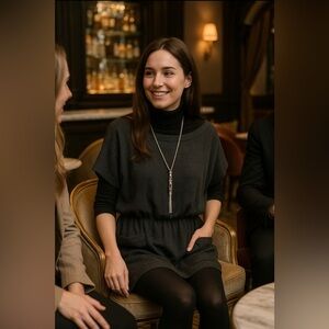 Y2K, Zara dress w/cinch elastic waist. Dark heather grey/short sleeve/pockets 🩶